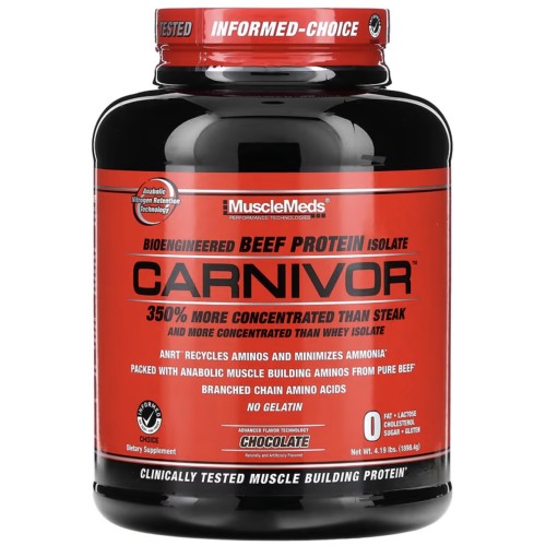 MuscleMeds, Carnivor, биоинженерный изолят говяжьего протеина, шоколад, 1898,4 г (4,19 фунта)